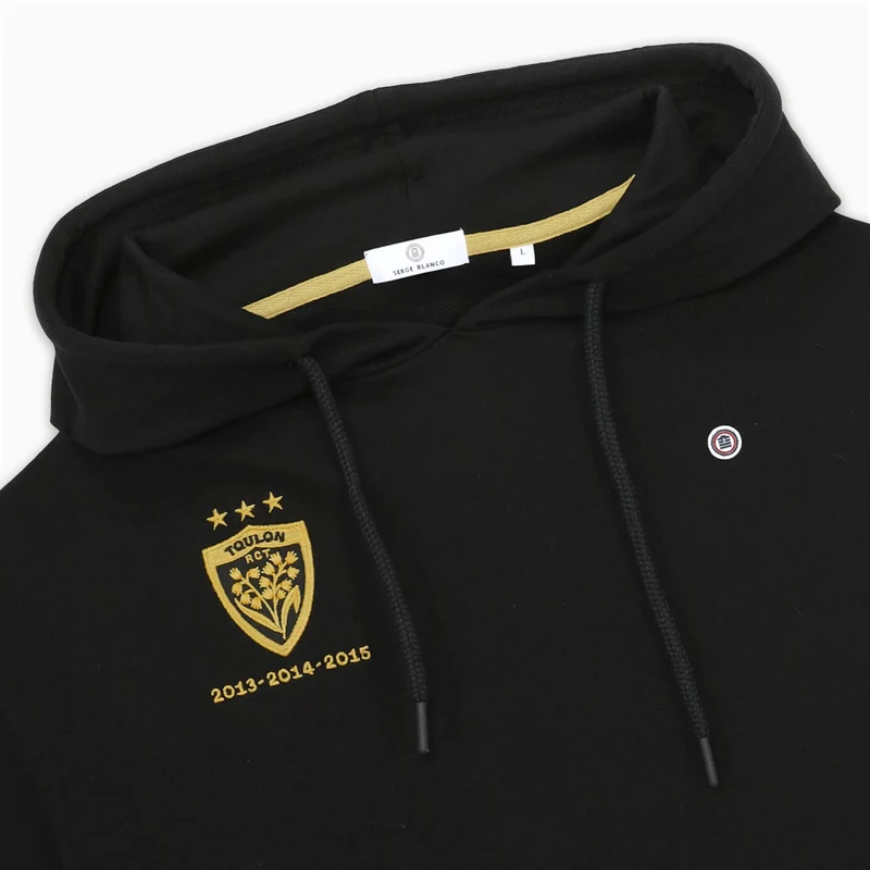 Sweat à capuche 100% coton noir RCT Triplé Coupe d'Europe Toulon Champion