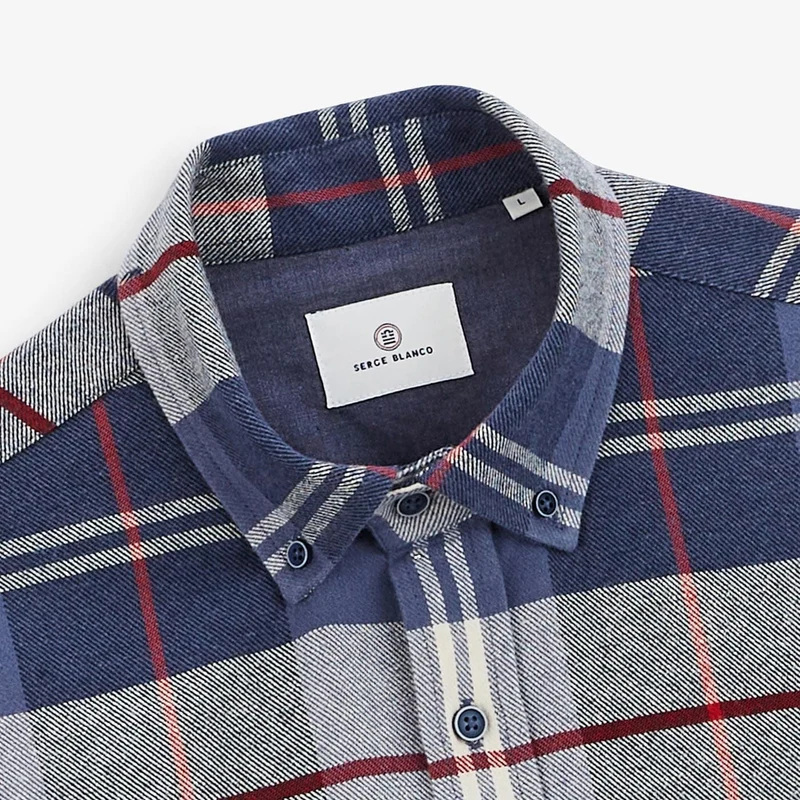 Chemise à carreaux bleu foncé