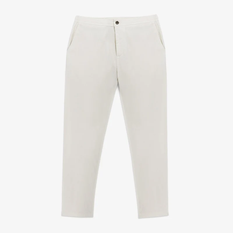 Chino 743 toile parachute taille élastiquée blanc latte coupe large