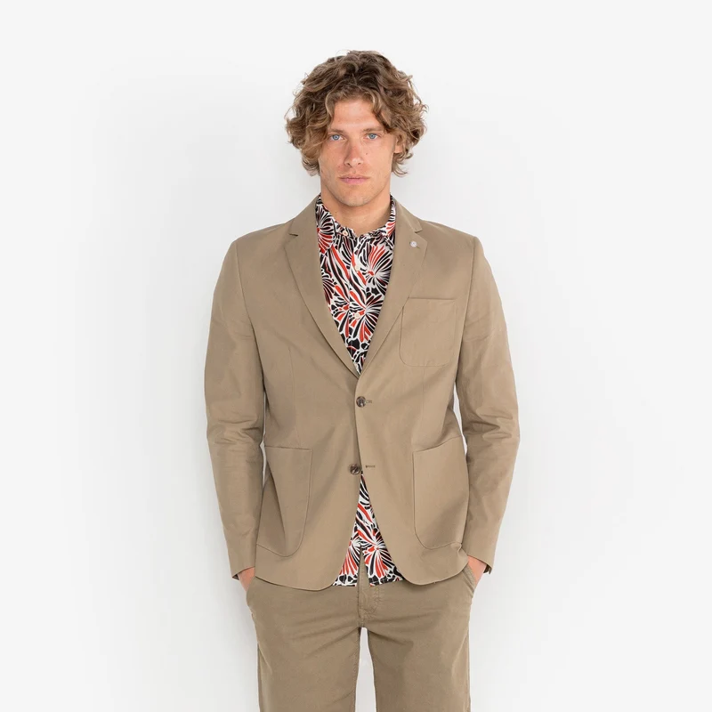 Veste blazer Simonni en coton vert teck