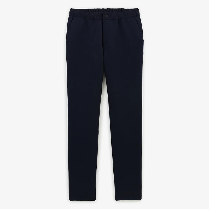 Chino coupe regular stretch taille élastiquée bleu marine foncé 549