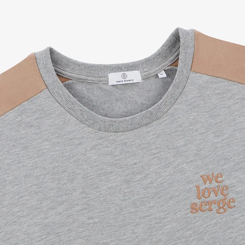 Sweat molleton col rond WE LOVE SERGE gris en coton