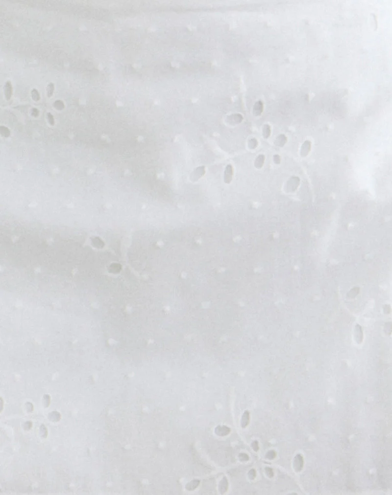Mini-jupe-short Kanara Wrap, modèle « Broderie » blanc