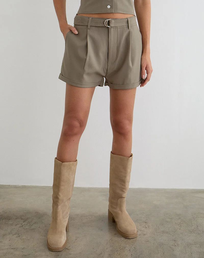 Short Miluta, coupe ajustée, beige foncé