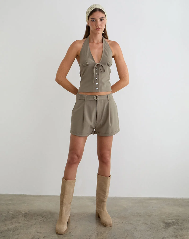 Short Miluta, coupe ajustée, beige foncé