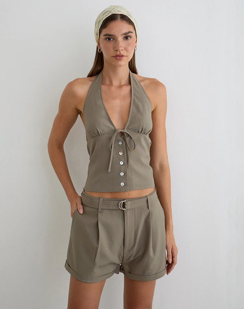 Short Miluta, coupe ajustée, beige foncé