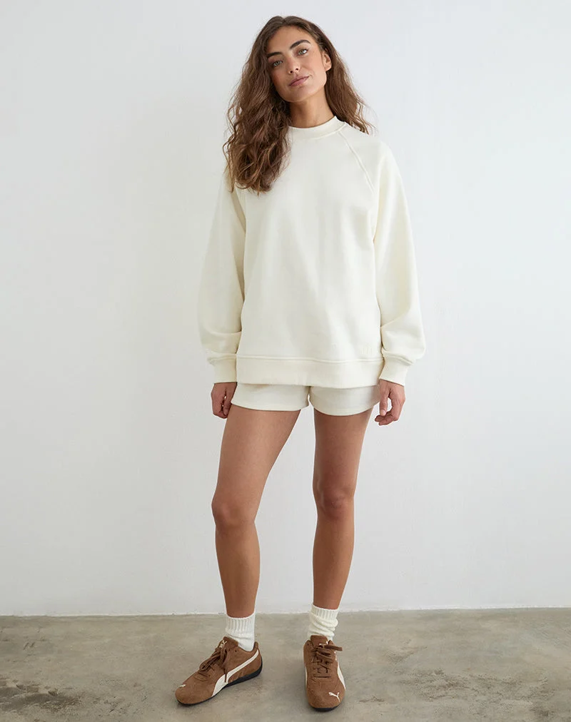 Pull Jorai, couleur « Winter White », avec broderie « M » ton sur ton