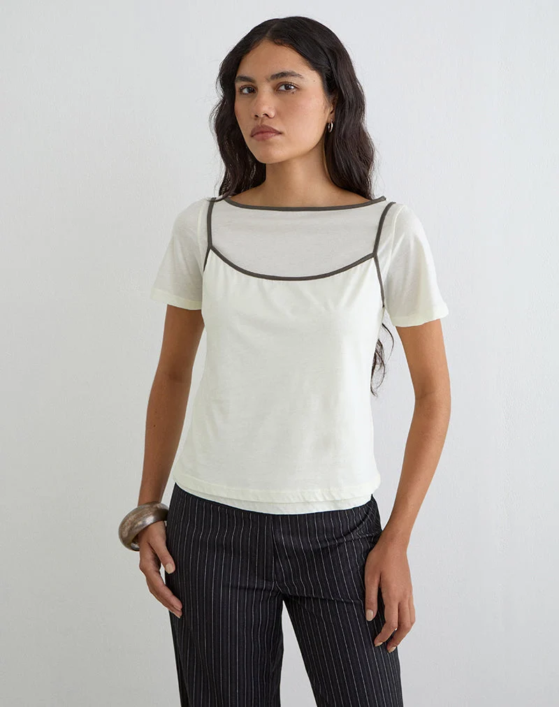 T-shirt à manches dolman couleur « Vanilla Ice » avec bordure couleur « Walnut »