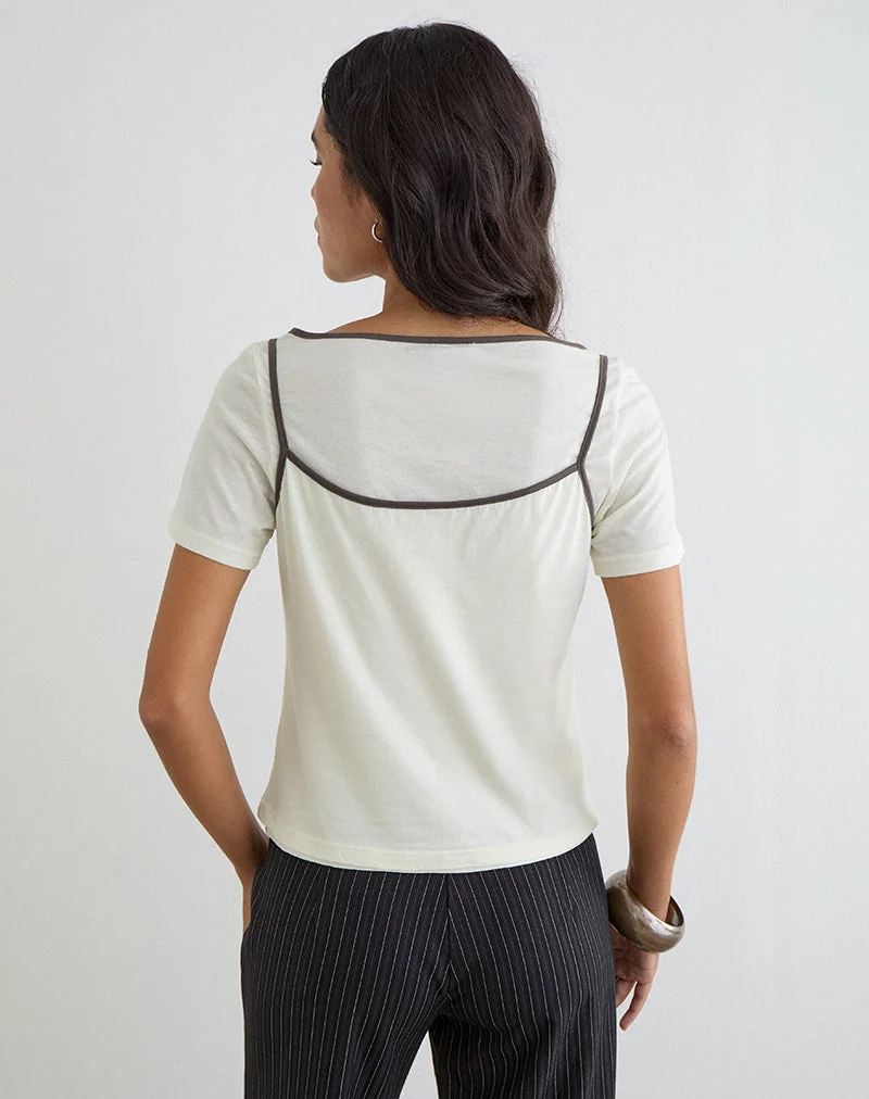 T-shirt à manches dolman couleur « Vanilla Ice » avec bordure couleur « Walnut »