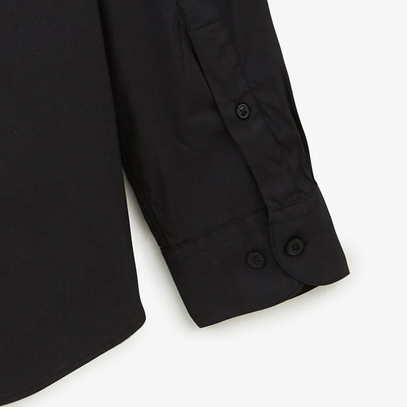 Chemise à manches longues unie noire