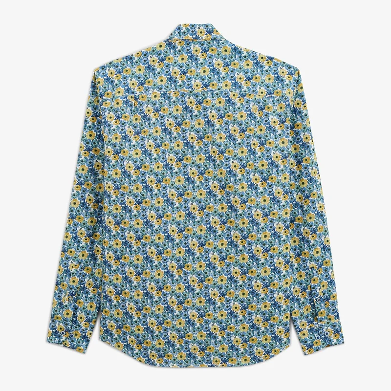 Chemise regular bleu aviateur imprimé bleuet