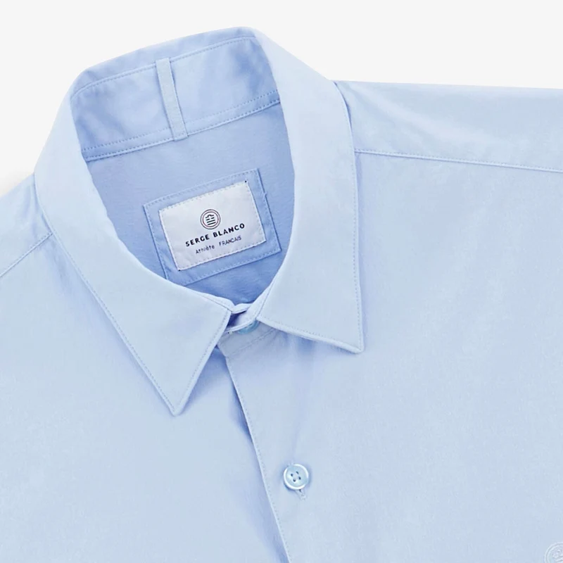 Chemise à manches longues unie bleu ciel