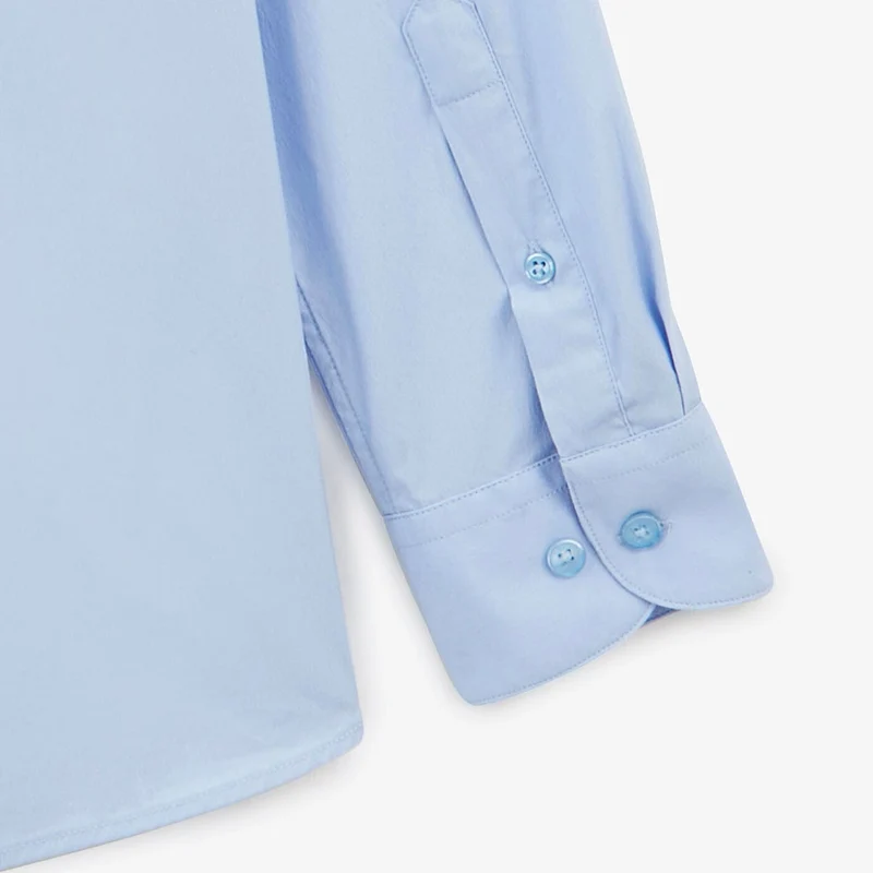 Chemise à manches longues unie bleu ciel