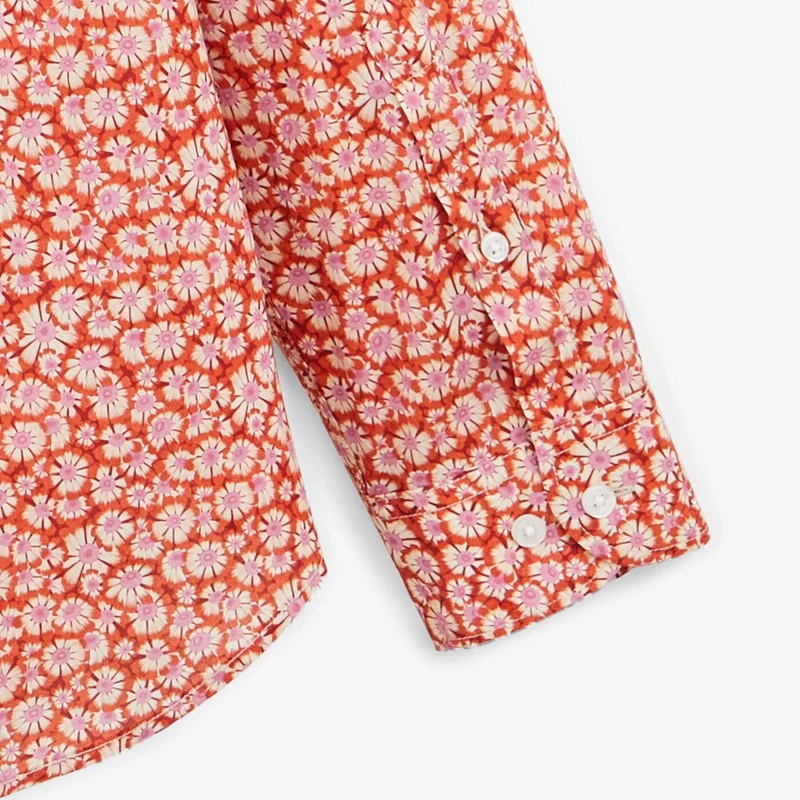 Chemise orange cuivre à manches longues imprimé fleuri