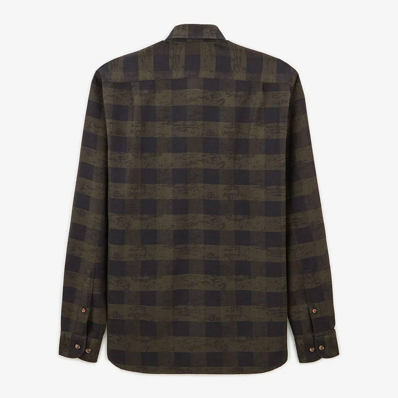 Chemise à carreaux militaire à manches longues en coton