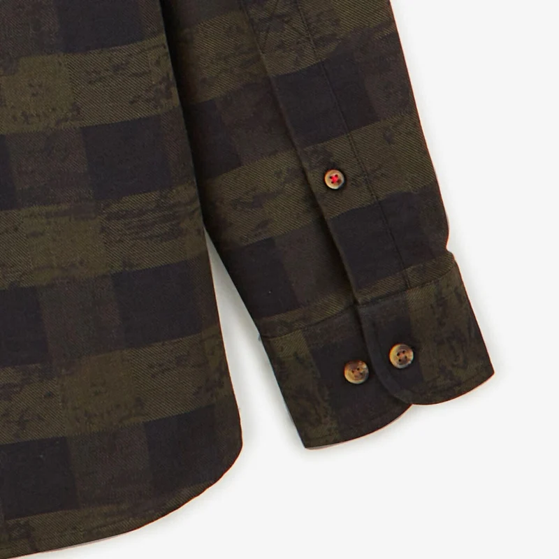 Chemise à carreaux militaire à manches longues en coton