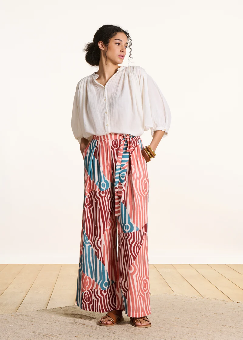 Pantalon fluide large à imprimé multicolore