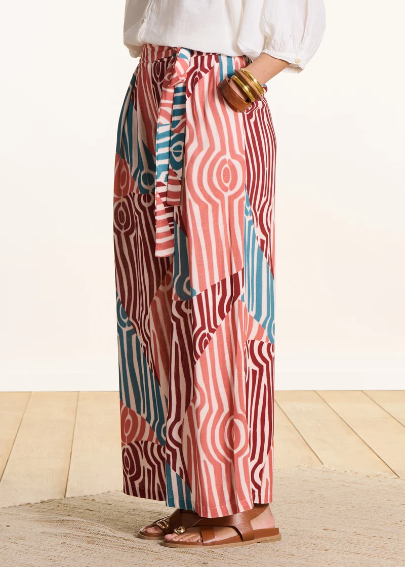 Pantalon fluide large à imprimé multicolore