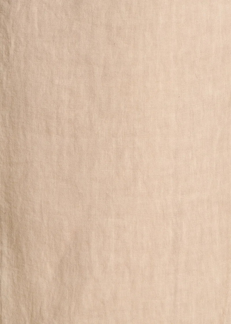 Pantalon large 7/8ème beige en lin avec pan