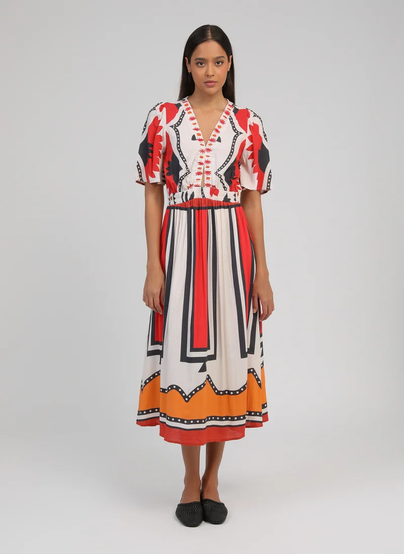 ROBE MIDI ODEMARIA sage ecru