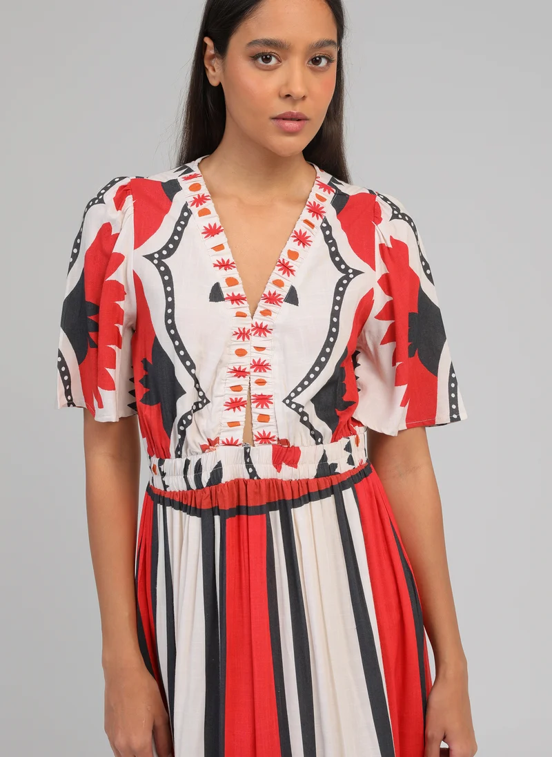 ROBE MIDI ODEMARIA sage ecru