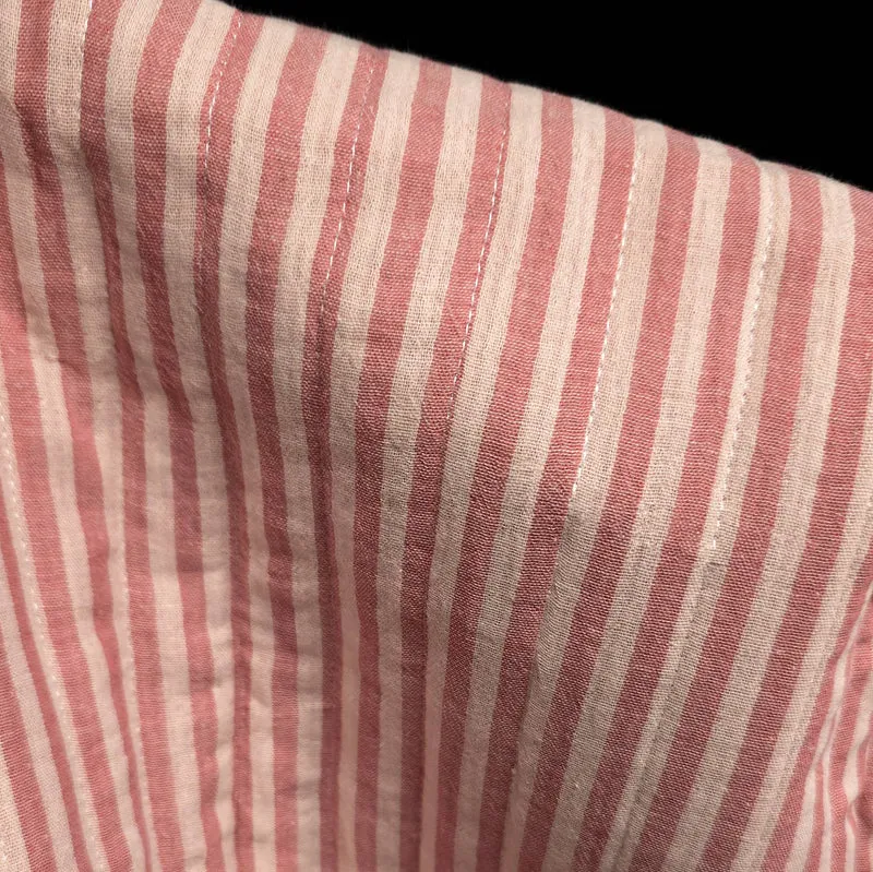 Double Gaze Matelassée Réversible | Fleurs vintage & rayures rose