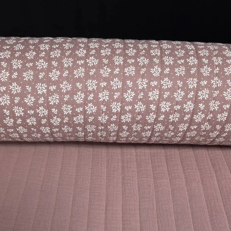 Double Gaze Matelassée réversible | Floral Châtaigne & Uni