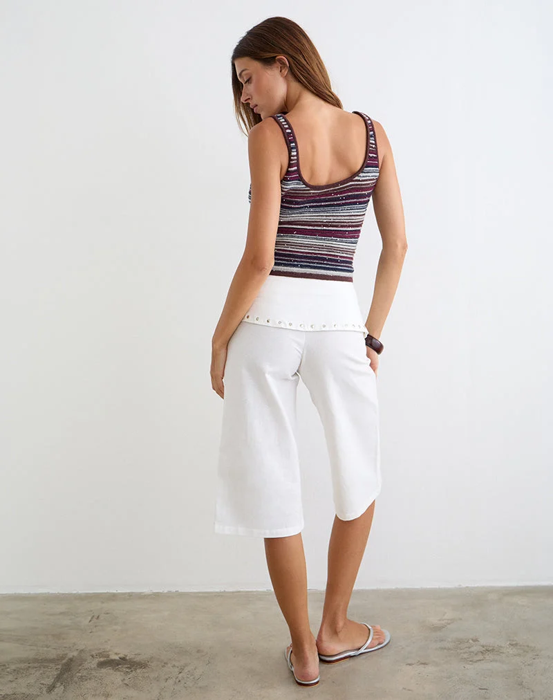 Pantalon Oren Capri couleur ivoire avec clous