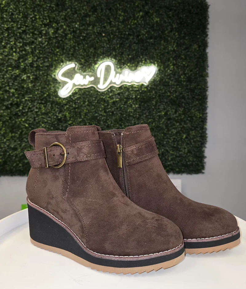 Corkys Intuition Suede Wedge Ankle Boot
