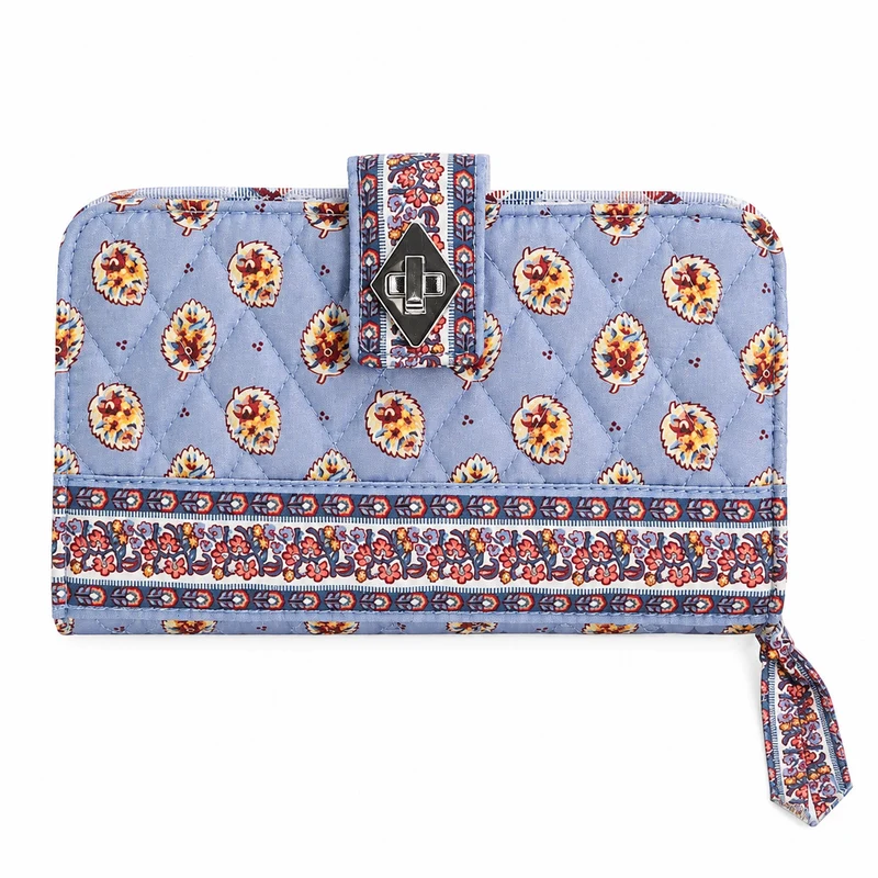 Vera Bradley Turnlock Wallet- Blue Leaf