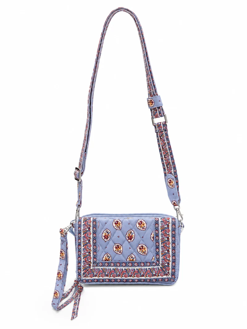 Vera Bradley Carlow All in One Crossbody- Blue Leaf