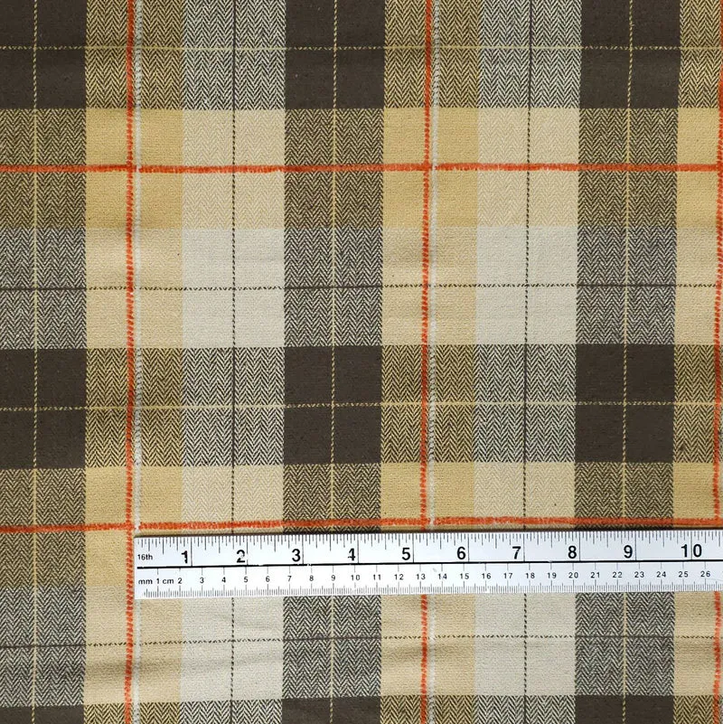 Flanelle de Coton | Qualité Supérieure | Carreaux | Tissé Teint | Chameau