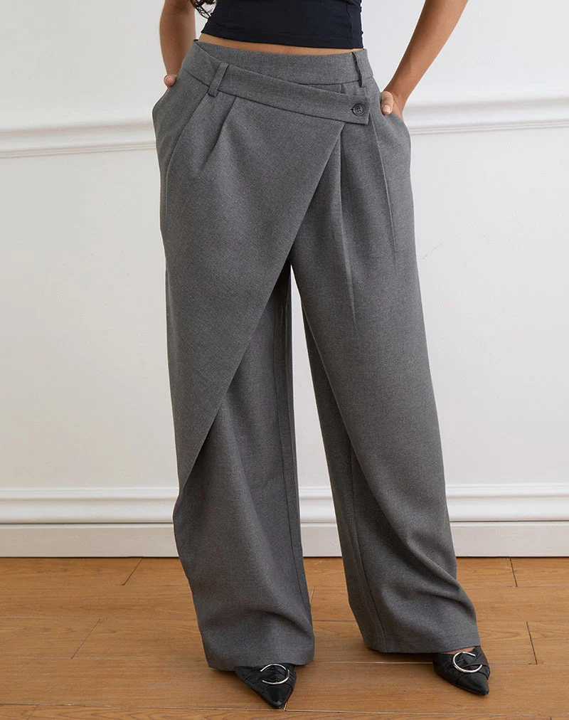 Pantalon asymétrique Kanna, coupe sur mesure, couleur anthracite