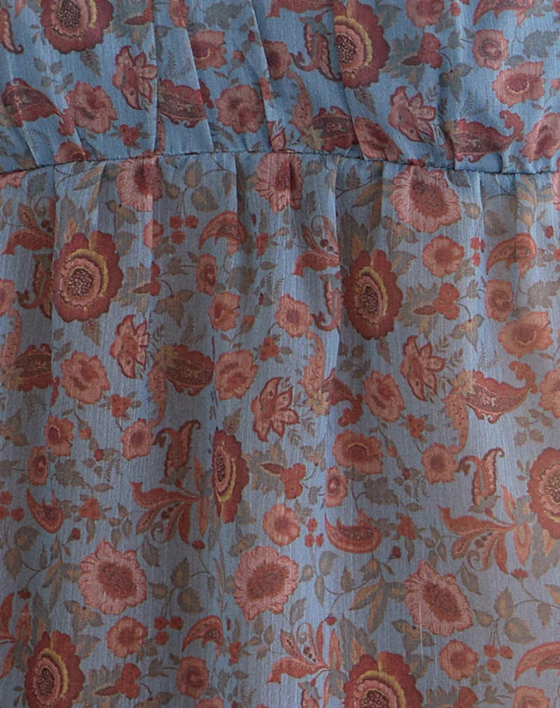 Top Cami Camden en mousseline bleu « Shadow Blossom »