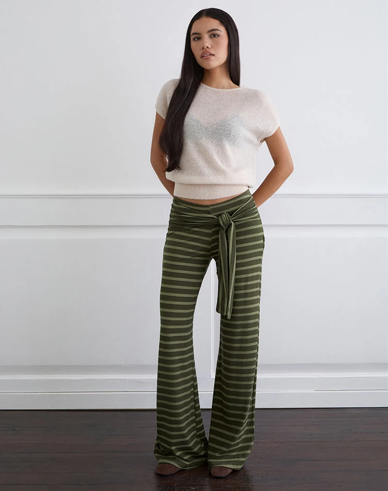Pantalon Esata Wrap à larges rayures vertes