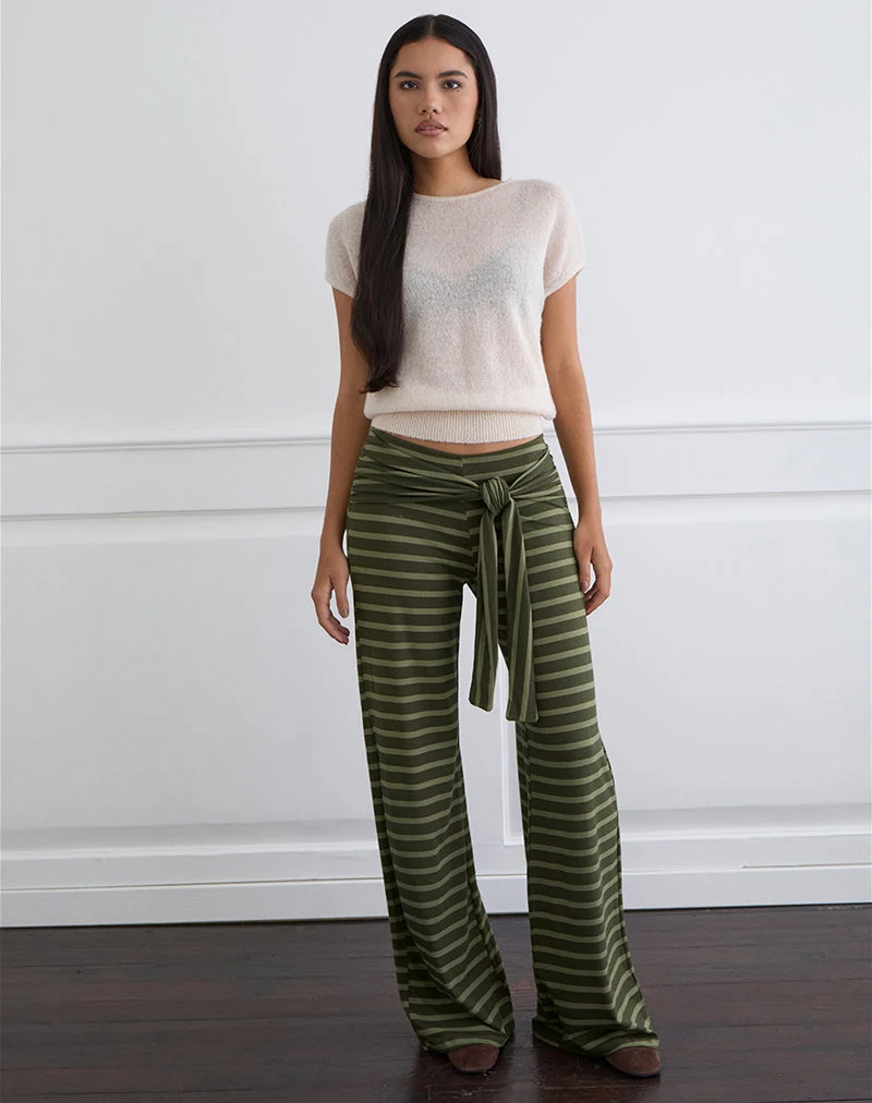 Pantalon Esata Wrap à larges rayures vertes