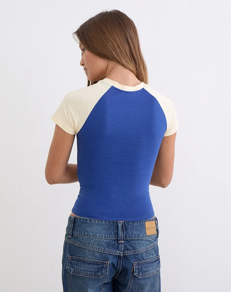 T-shirt Agneta dans un mélange de bleu éclatant et de couleur « buttermilk »
