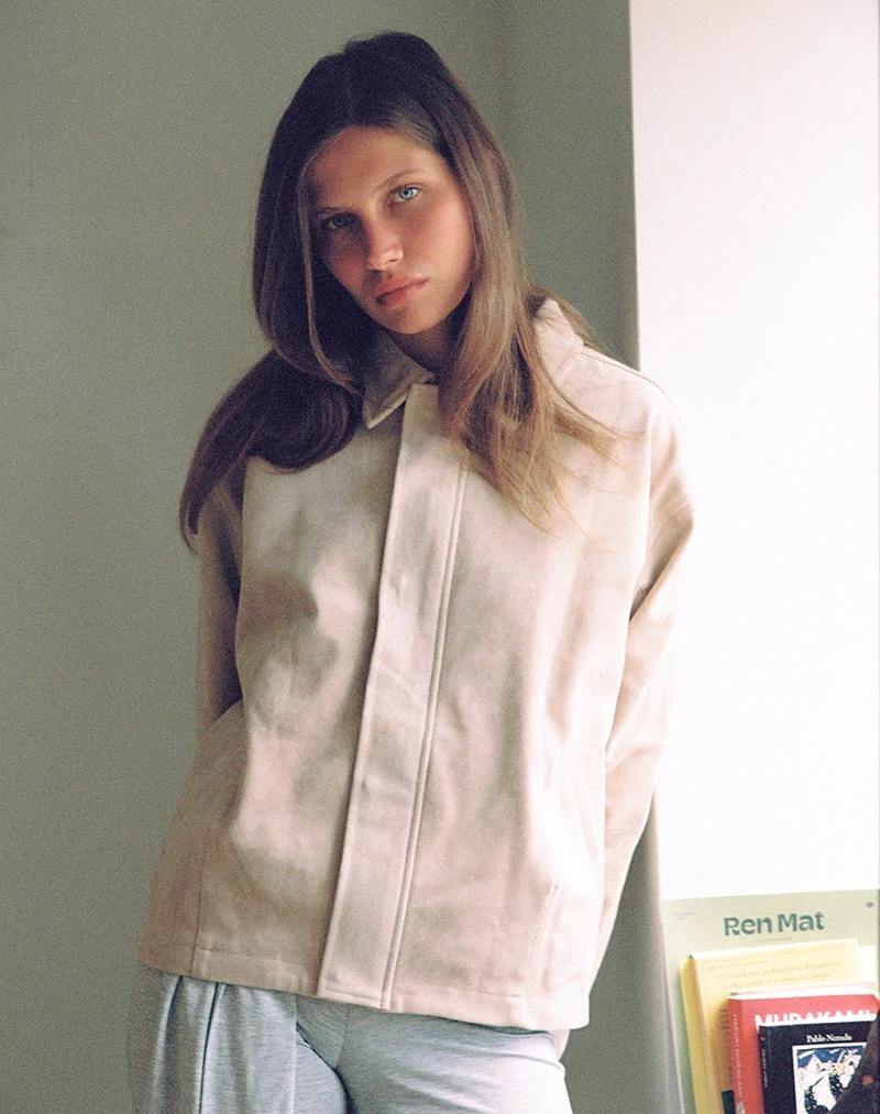 Veste Dante Boxy en simili-daim beige clair