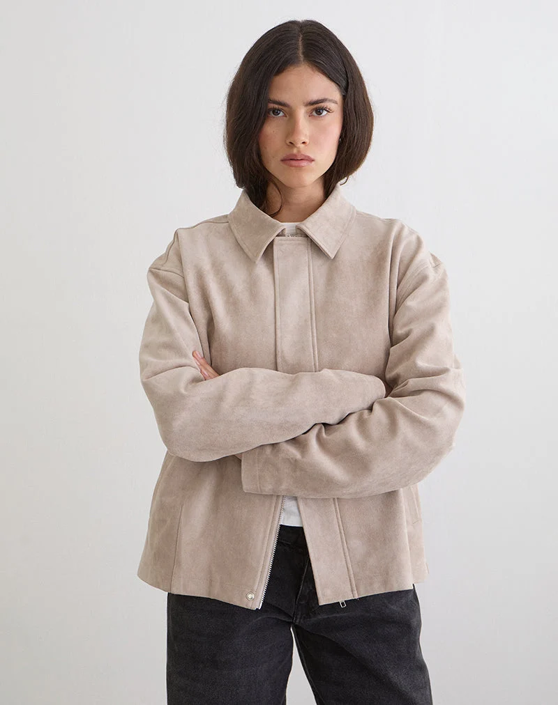 Veste Dante Boxy en simili-daim beige clair