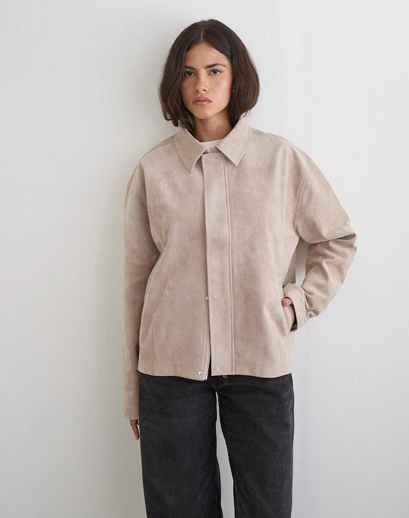 Veste Dante Boxy en simili-daim beige clair