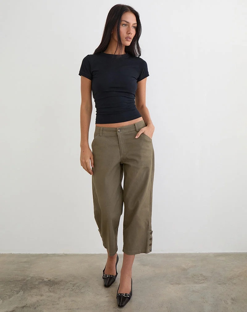Pantalon capri Selesa en sergé kaki