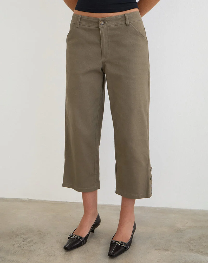 Pantalon capri Selesa en sergé kaki