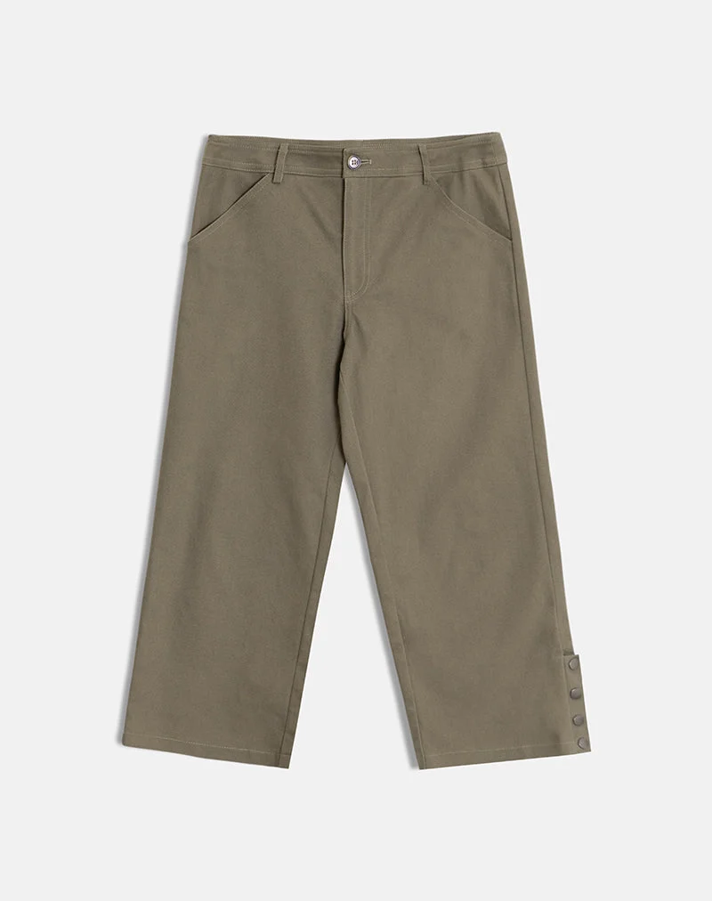 Pantalon capri Selesa en sergé kaki