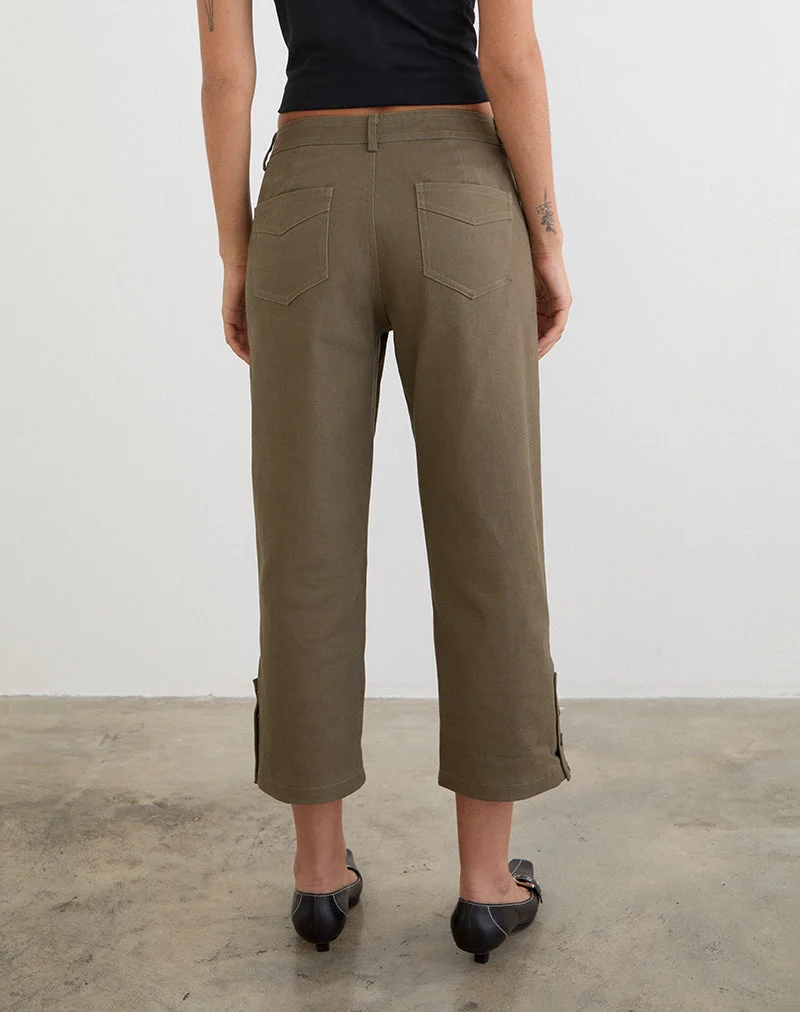 Pantalon capri Selesa en sergé kaki