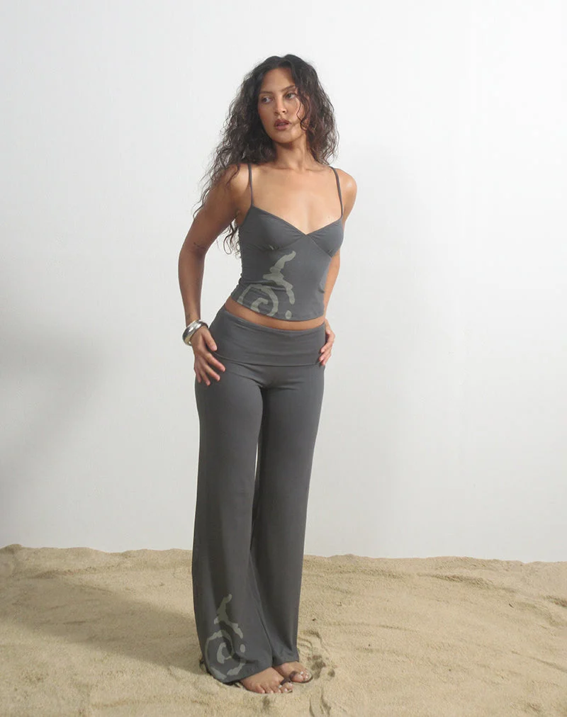 Pantalon Coreta à revers, couleur gris anthracite spiralé