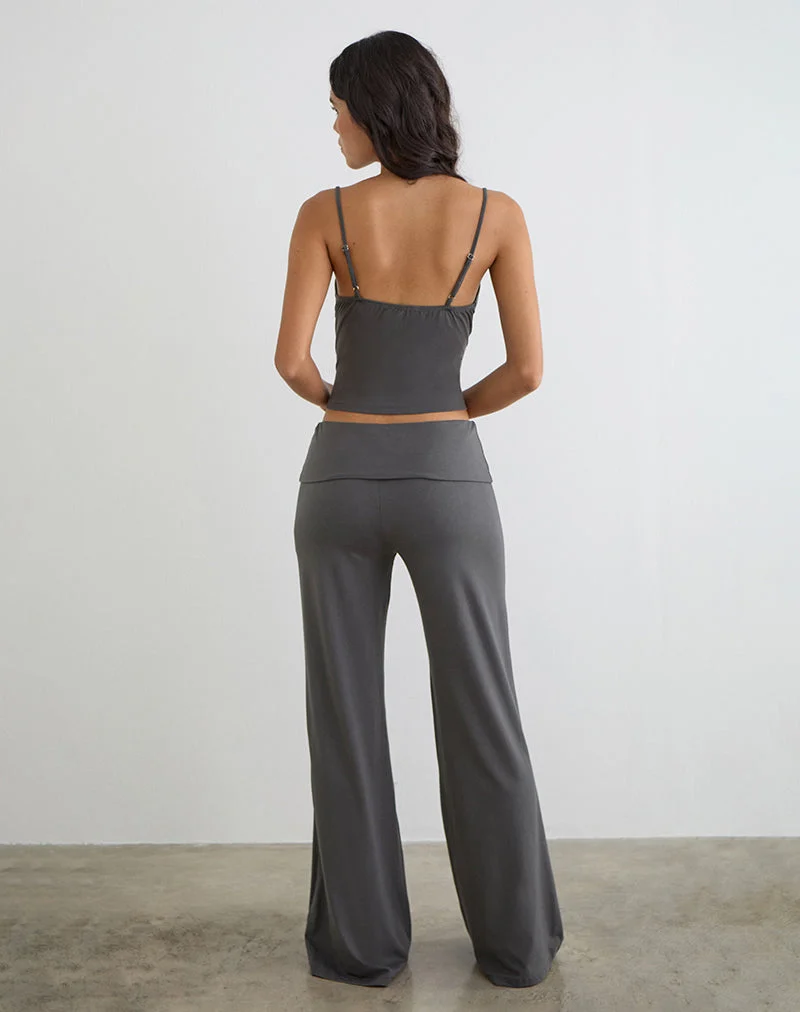 Pantalon Coreta à revers, couleur gris anthracite spiralé
