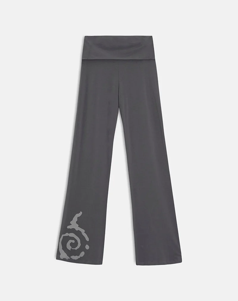 Pantalon Coreta à revers, couleur gris anthracite spiralé