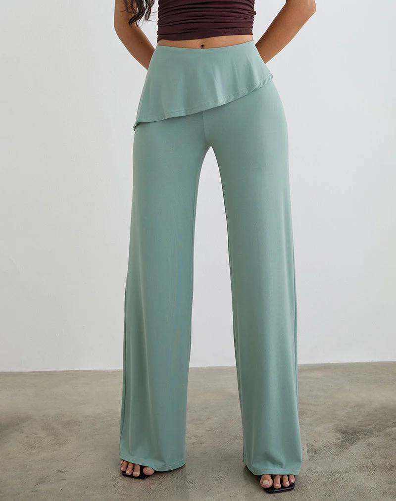 Pantalon à jambes larges Sakano, couleur gris aqua