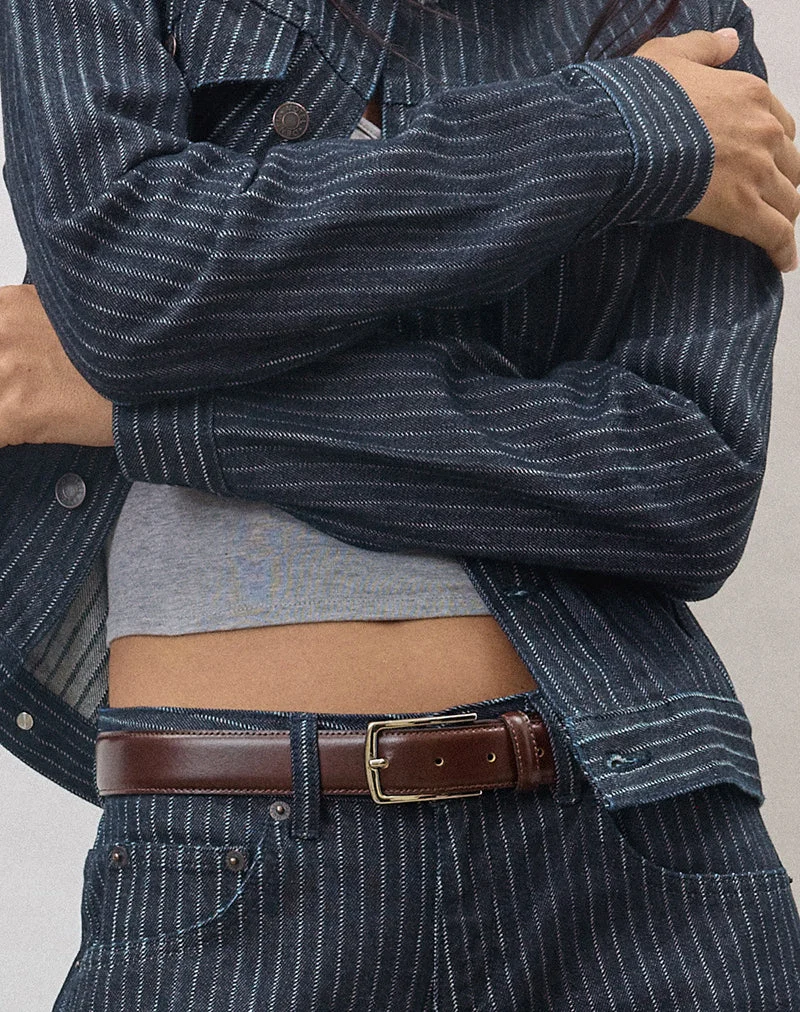 Veste en jean classique à rayures indigo