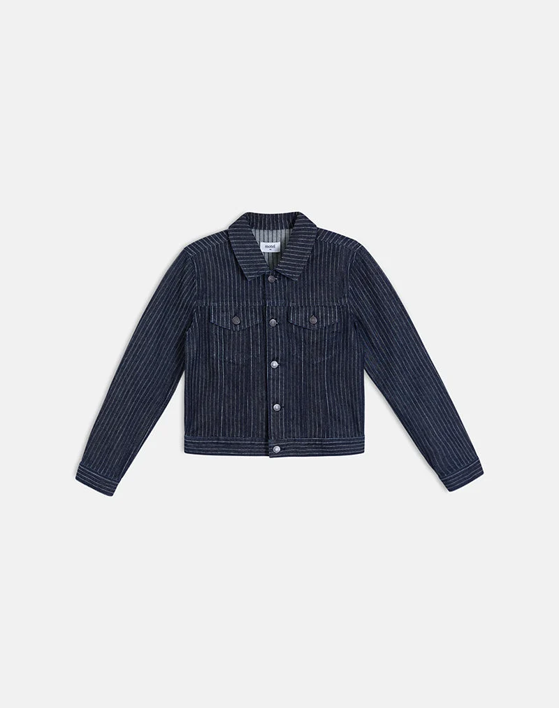 Veste en jean classique à rayures indigo